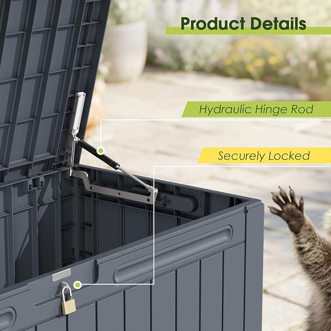 Devoko 100 Gallon Outdoor Storage Box, Waterproof Deck Box Lockable | Weather - Image 7