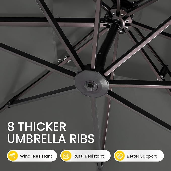 10x10 FT Outdoor Cantilever Patio Umbrella, Waterproof & UV-Protective Fabric - Image 8