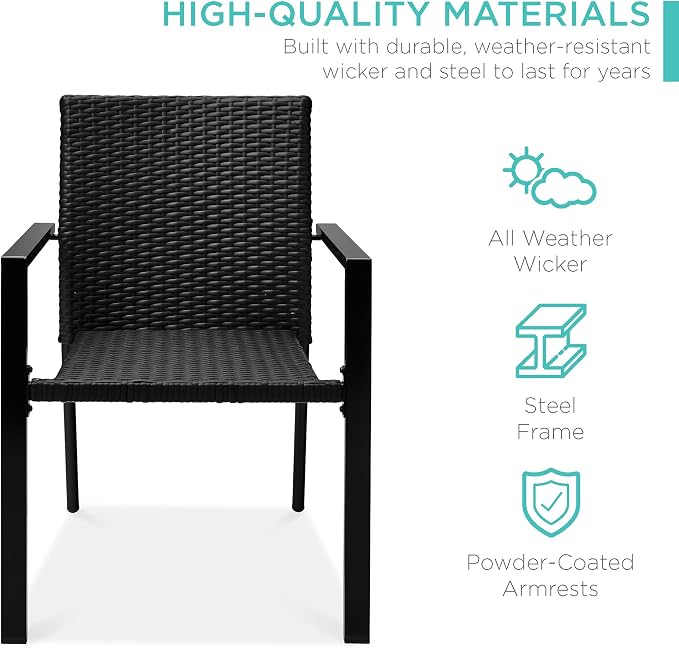 Best Choice Products Set of 2 Stackable Outdoor Wicker Dining Chairs - Image 3