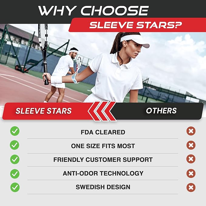 Sleeve Stars Tennis Elbow Brace for Women - Adjustable Tennis Elbow Strap, Golfers Elbow Brace for Men, Counterforce Brace for Tendonitis Relief, Fits 9"-23" (Pair/Light Blue)