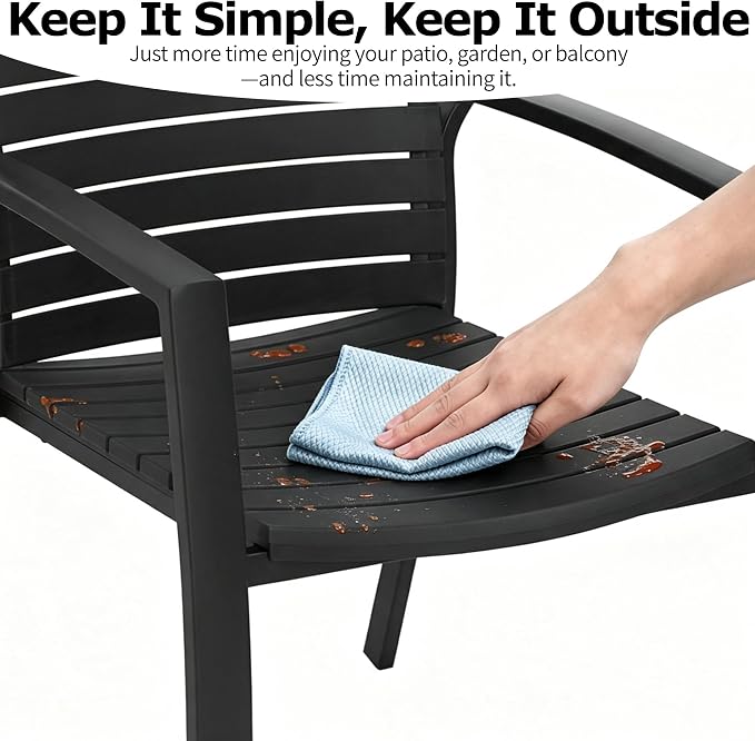 Outdoor Stackable Chairs Set of 2, All-Weather Patio Dining Chairs | Aluminum - Image 7