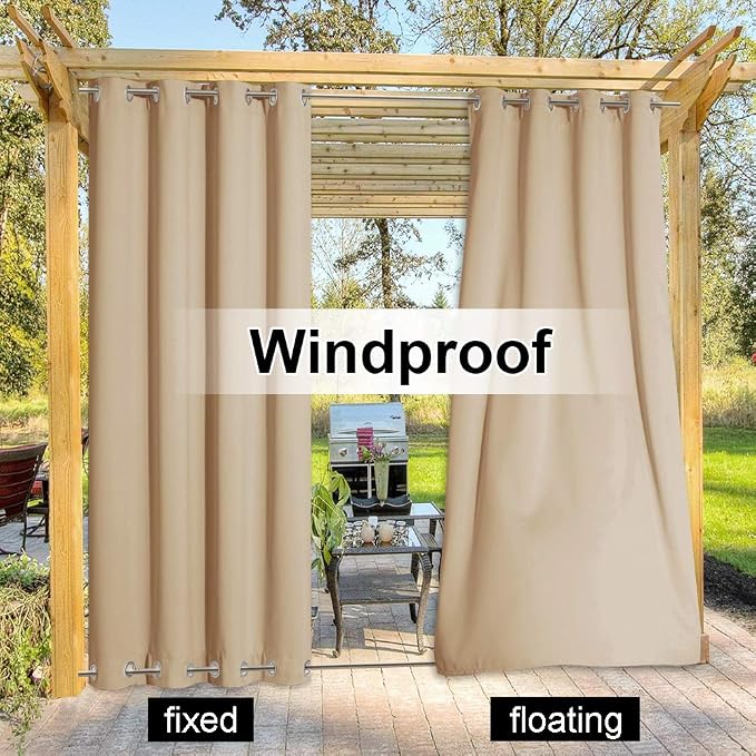 NICETOWN Outdoor Curtain for Patio Waterproof & Windproof 95" L, Thermal - Image 4