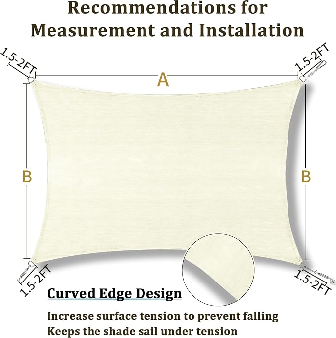 Shade&Beyond 15'x30' Sun Shade Sail Canopy Rectangle, UV Block Breathable - Image 5
