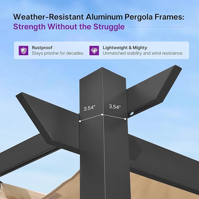 PURPLE LEAF Retractable Pergola 10' x 13' w/Double Canopy - Image 7