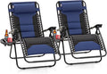PHI VILLA Padded Zero Gravity Chair Set of 2, Cup Holder, 28in Seat, Supports by PHIVILLA