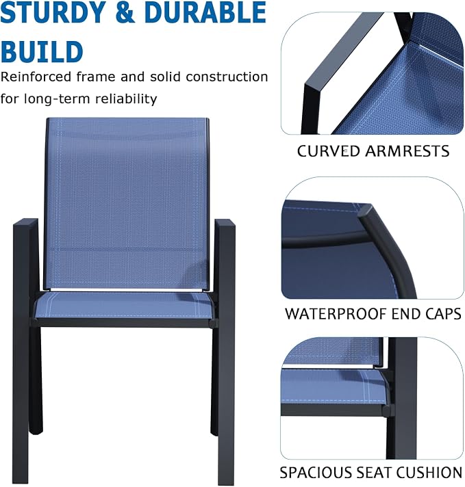 Outdoor Patio Chairs Set of 2, Lightweight Patio Set - Image 5