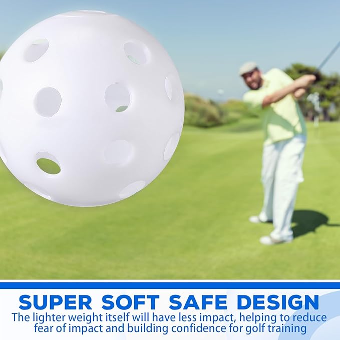 24 Pack Practice Golf Balls 42 mm Limited Flight Plastic Golf Training Airflow Hollow Ball for Driving Range Swing Practice Backyard Indoor Outdoor Home