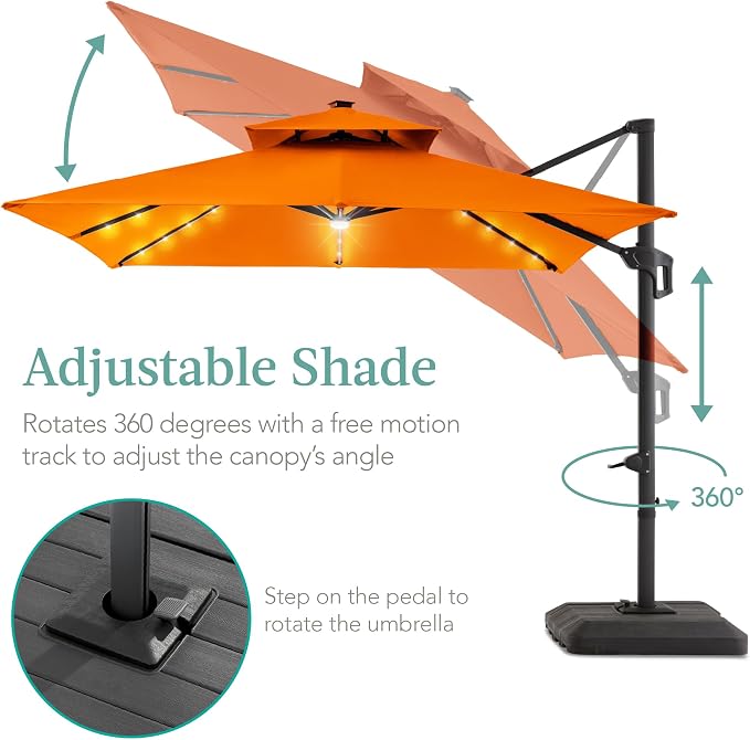 Best Choice Products 10x10ft Cantilever Patio Umbrella w/Base Included - Image 4