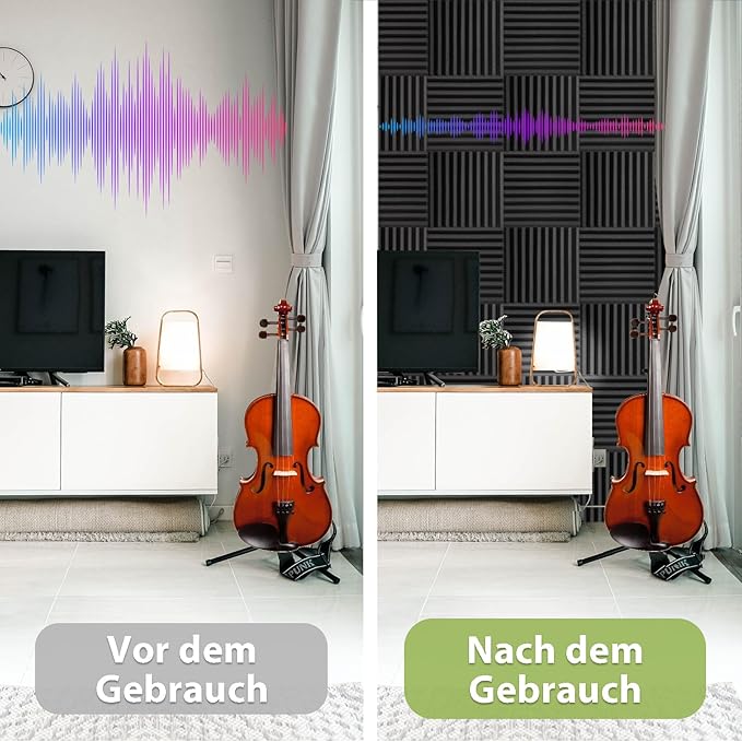 56 Pack Acoustic Foam Panels, 12 x 12 x 2 Inches Mirovant Designed Sound Proof Foam Panels for Walls Soundproofing Wedges Studio Foam Noise Absorbing Black