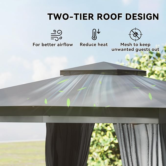 Outsunny 10' x 12' Outdoor Patio Gazebo - Image 3