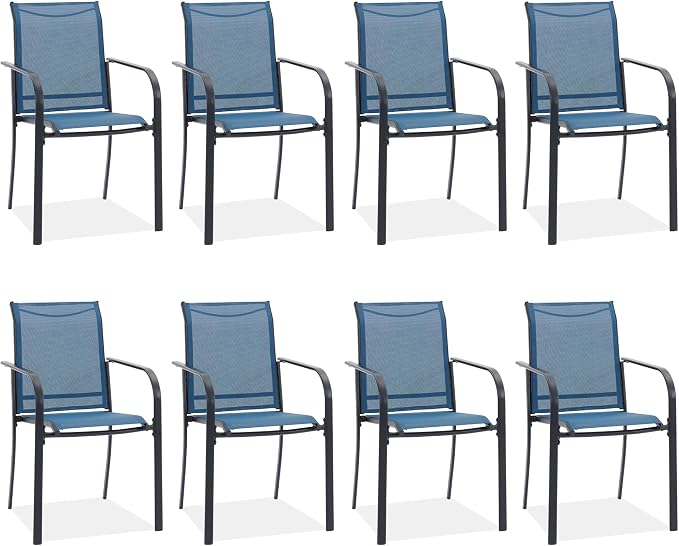 Outdoor Chairs Set of 8, Stackable Patio Dining Chairs by Offeroutdoorsolutions