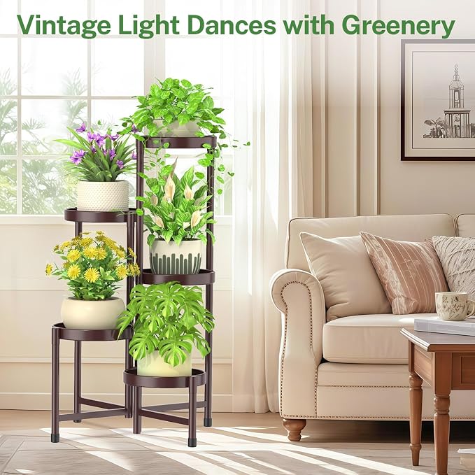iDavosic.ly Plant Stand Indoor Outdoor, 5 Tier Metal Corner Shelf, Bronze | - Image 8
