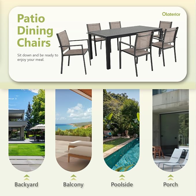 Patio Dining Chairs, All-Weather High-Resilience Textilene Outdoor Dining Chair - Image 7