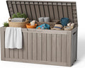 Outdoor Storage Box 100 Gallon Waterproof Resin Deck Boxes Grey | UV-Resistant by EASYUP