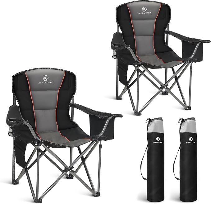 LET'S CAMP Folding Camping Chair Oversized Heavy Duty Padded Outdoor Chair | by LETSCAMP