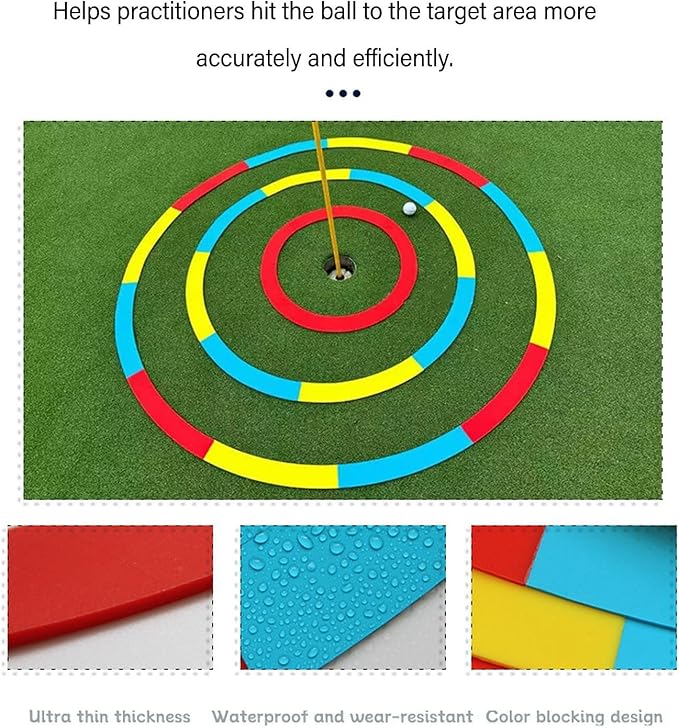 Golf Practice Target Rings, Putting Chipping Training Circle Ultra Thin Silicone Vibrant Indicator for Golf Training (Red Small Circle 50.5cm)