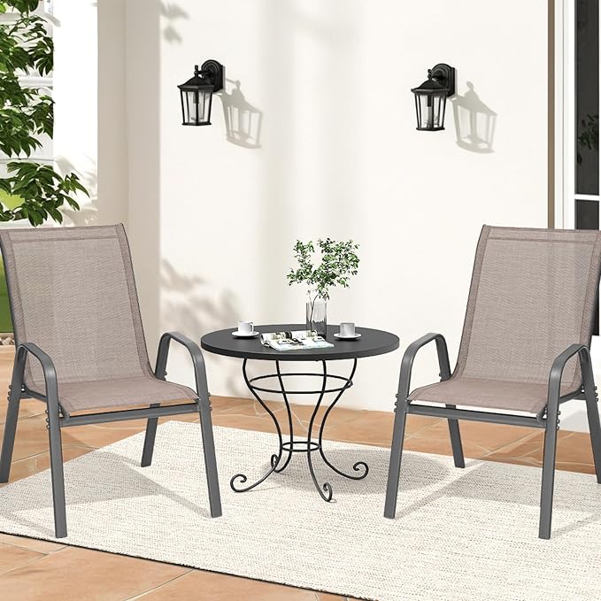 Patio Chairs Set of 2, All Weather Outdoor Dining Chairs | Stackable Dining - Image 2