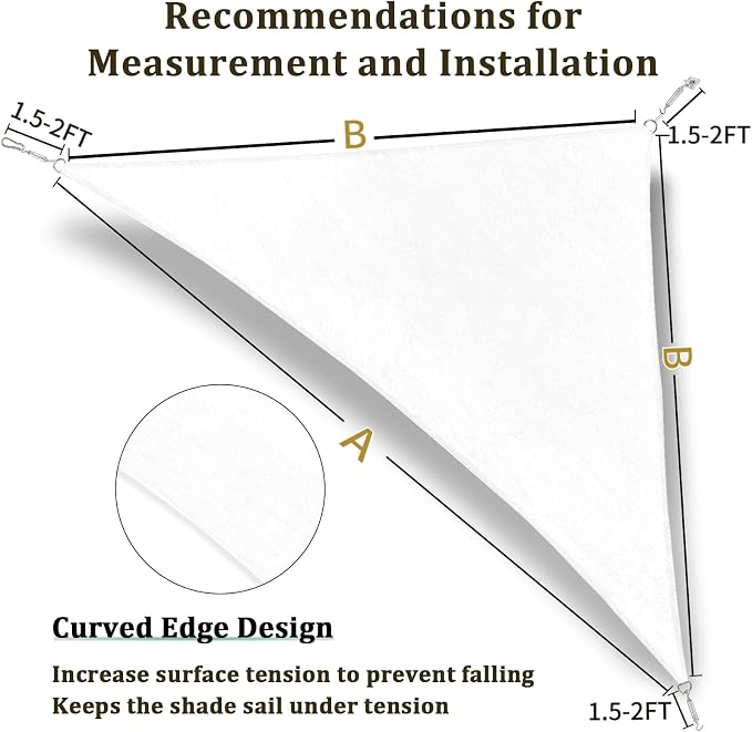 Shade&Beyond Custom Sun Shade Sail 11'x12'x16.3' Triangle Sun Sail Shades Patio - Image 5