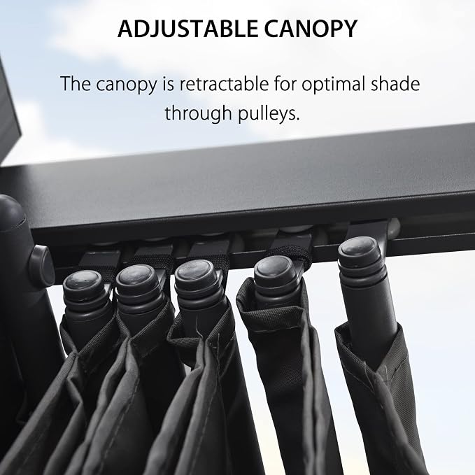 PURPLE LEAF Outdoor Pergola 12' X 16' Retractable Canopy Aluminum, Custom Shade - Image 9