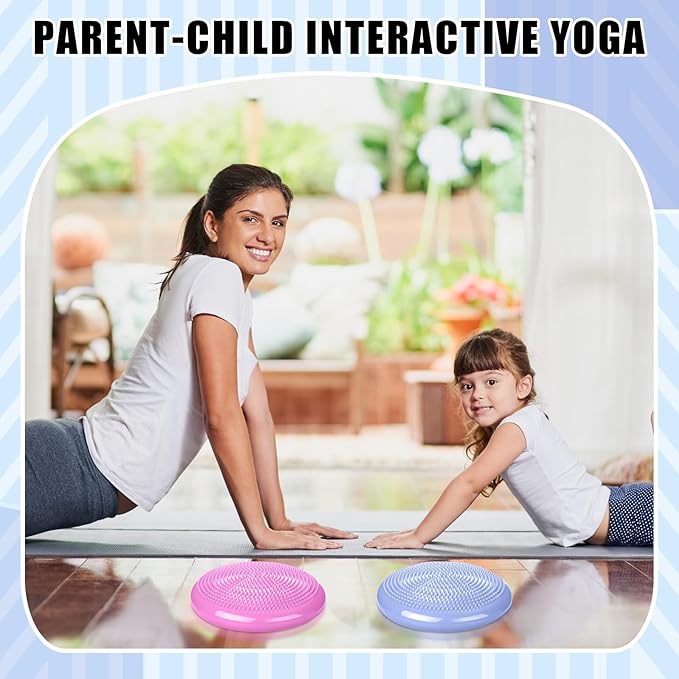 2 Pcs Wiggle Seat Inflated Wobble Cushion Flexible Balance Disc with Air Pump for Core Stability Strengthening Improving Posture Physical Exercise