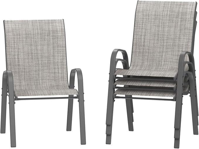 Amopatio Patio Chairs Set of 4, Outdoor Stackable Dining Chairs by Amopatio