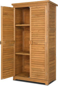 Outvita Outdoor Storage Cabinet, 63in Wooden Garden Tools Shed, Natural | 2 by Outvita