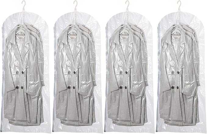 Hanging Vacuum Storage Bags, 4 Pack (53 x27.6 inch), Vacuum Seal bags for Clothing, Garment Storage for Jacket, Suits, Dresses, Closet Oragnization and Storage