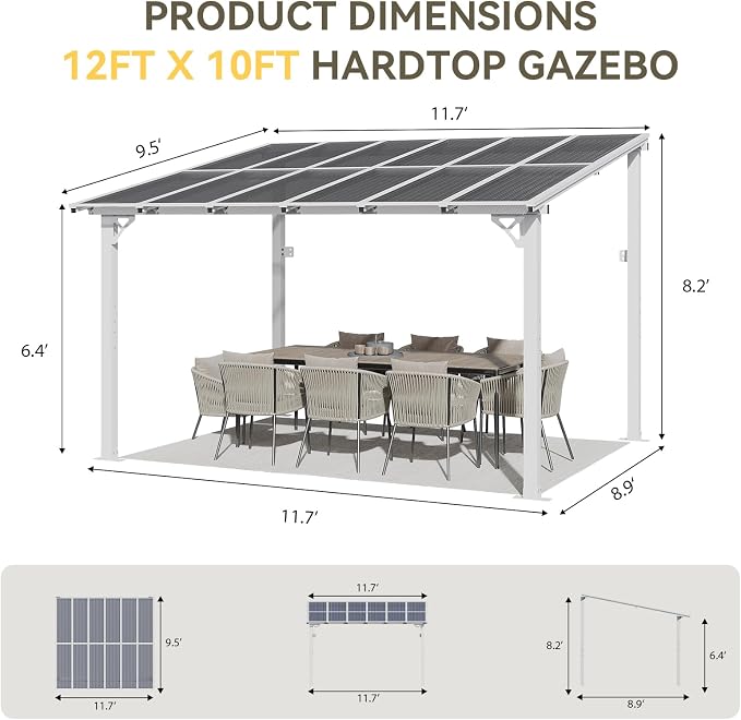 Aoxun 12’x10’ Gazebo for Patio, Gazebo Pergola - Image 2