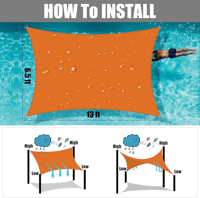 Neween Waterproof Sun Shade Sail Rectangle UV Block Canopy - Image 5