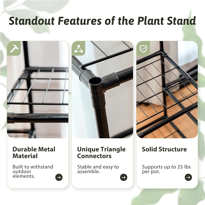 GENTINGBRO Metal Plant Stand Outdoor 62.2" Tall Plant Shelf - Image 2