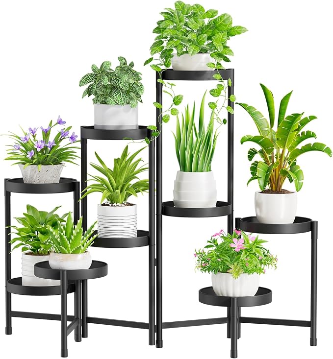iDavosic.ly Plant Stand Indoor Outdoor, 9 Tier Metal Corner Shelf, Folding by iDavosicly