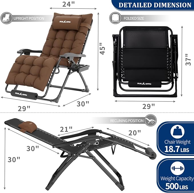 UDPATIO Oversized Zero Gravity Chair Patio Reclining Chairs - Image 2