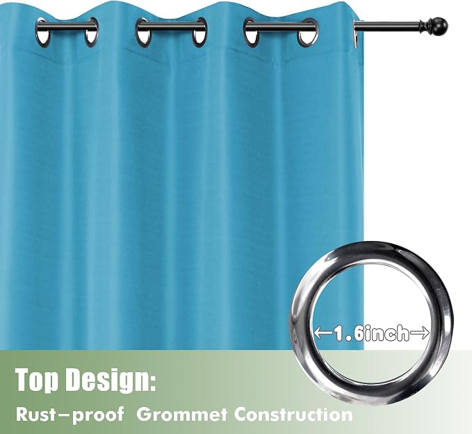HolidayIdeas Outdoor Curtains for Patio Waterproof 6 Pcs 54x95 Inch Teal | - Image 4