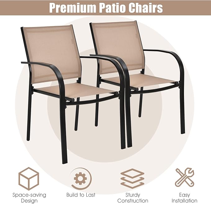 GIANTEX Set of 4 Outdoor Patio Chairs, Stackable Lawn Chairs - Image 8