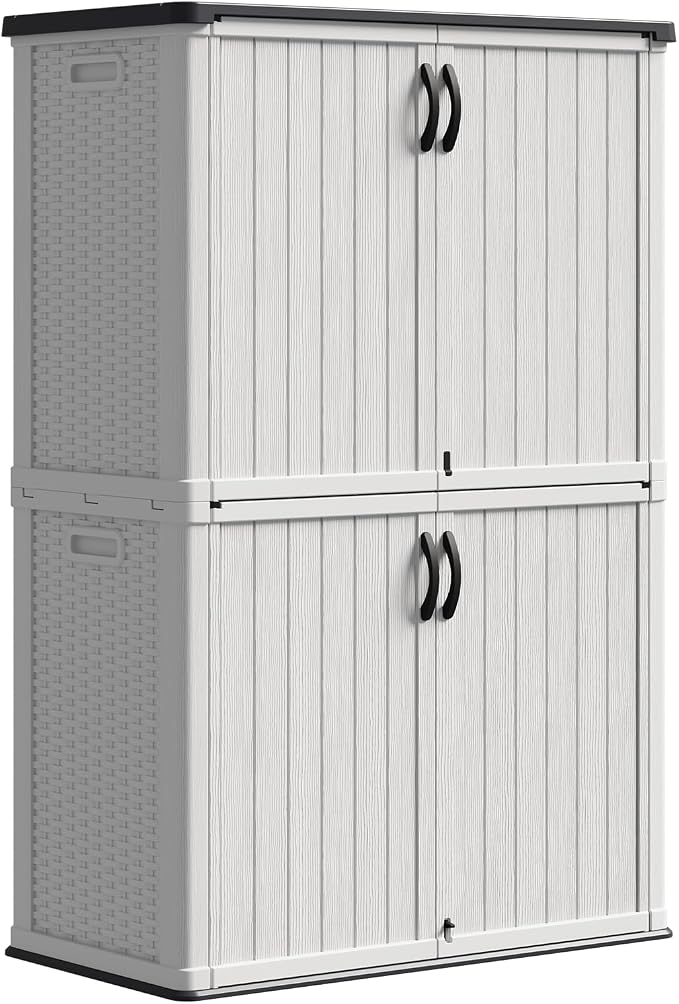 Patiowell 50 cu.ft Plastic Outdoor Storage Shed, Lockable Waterproof Resin by Patiowell
