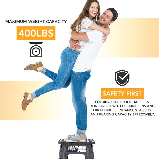 Delxo 16 Inch Folding Step Stool, Foldable Step Stool - Image 8