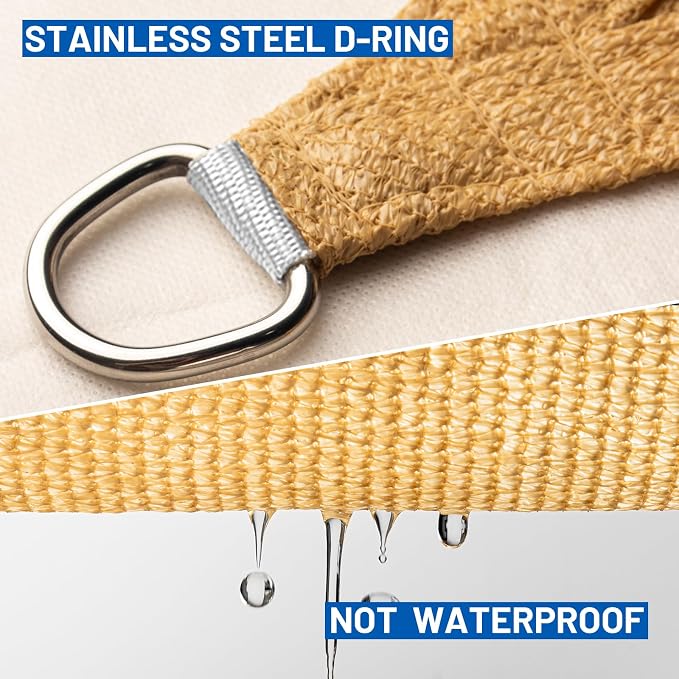 Sun Shade Sail 11'x17' Sand Rectangle Shade Cover Custom Size | 95% UV Block - Image 6