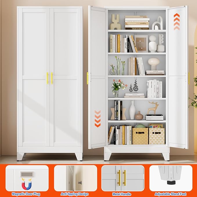 GAIOUS 75''Tall Metal Garage Storage Cabinet, File Cabinet - Image 7