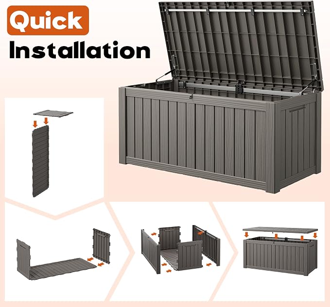 Outdoor Deck Storage Box, Resin Deck Boxes Indoor and outdoor, Waterproof - Image 5