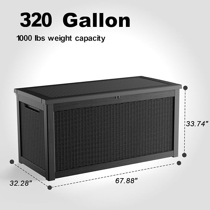 320 Gallon Outdoor Storage Box, Waterproof Patio Organizer, Storage Container - Image 2