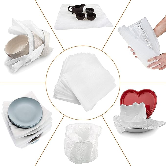 Foam Wrap Cushion Sheets, Yision 100% Compostable Packing Foam Sheets100 Pack 12”x 12” Eco Friendly Moving Supplies and Sustainable Packing Material for Fragile Items