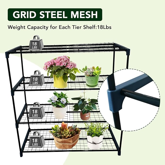 4-Tier Durable Powder-Coated Steel Plant Stands - Image 5