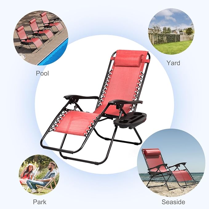 Nazhura Set of 2 Relaxing Recliners Patio Chairs Adjustable Steel Mesh Zero - Image 9