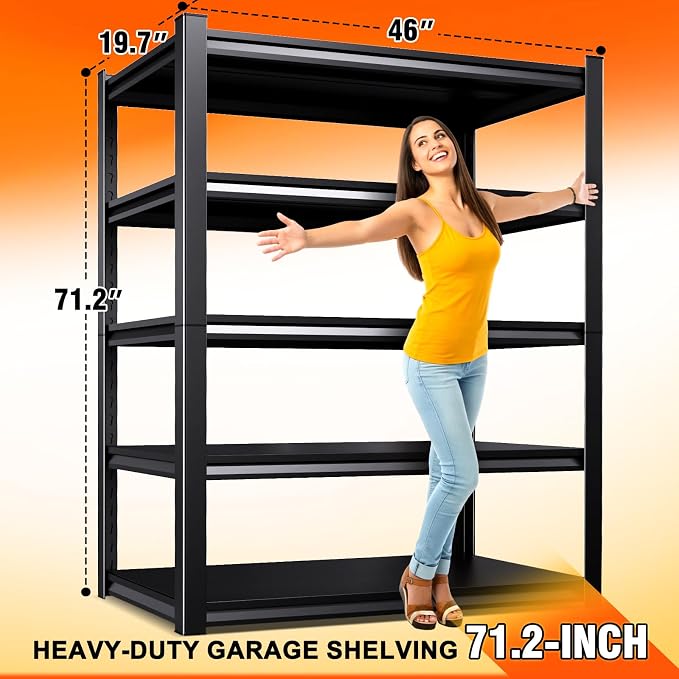 46''W Storage Shelves, Garage Shelving, Adjustable Garage Shelves, Heavy Duty - Image 2