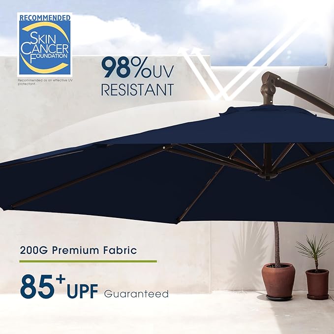wikiwiki 10ft Patio Umbrellas Offset Outdoor Umbrella Cantilever Hanging - Image 3
