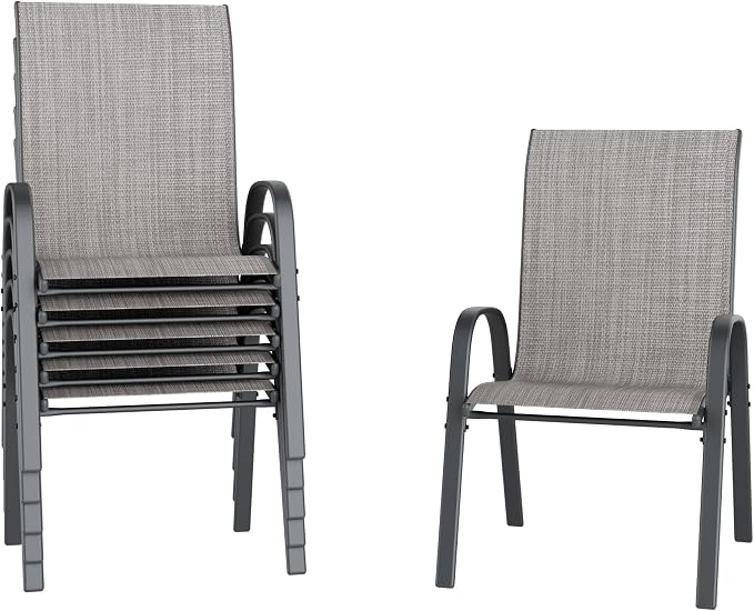 Amopatio Patio Chairs Set of 6, Outdoor Stackable Dining Chairs by Amopatio
