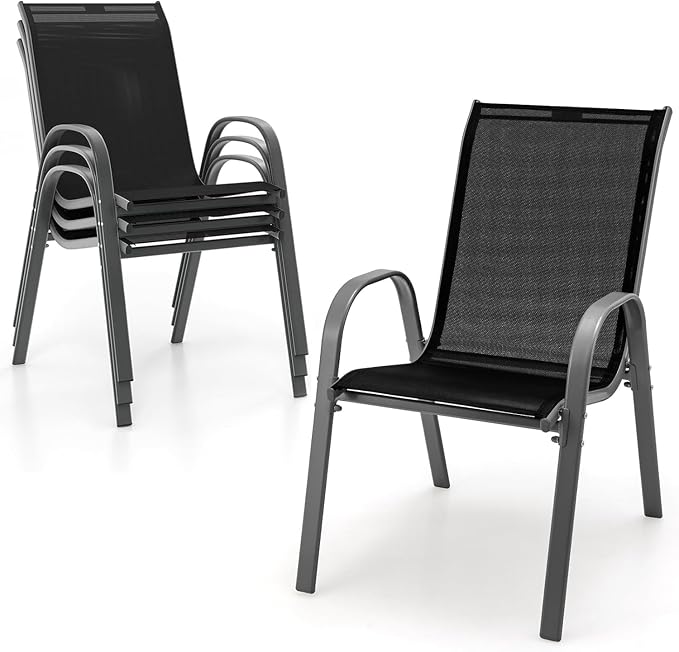 S AFSTAR Outdoor Chairs Set of 4, Stackable Patio Chairs by Safstar