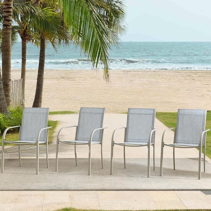 Outdoor Dining Chairs Set of 6, Stackable Patio Chairs - Image 2
