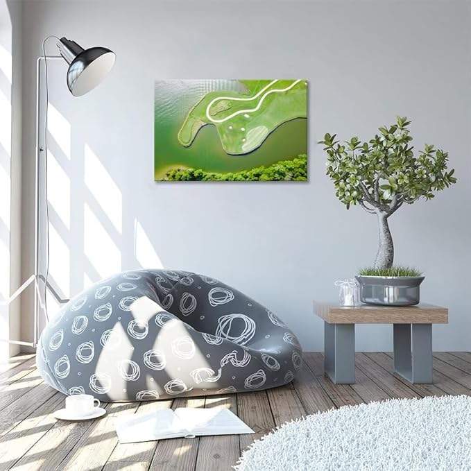 Colorado River Austin Texas USA Golf Course Wall Art for Living Room Bedroom Bathroom Home Decorations Golf Club Picture Wall Decor for Office Canvas Artwork Framed Ready to Hang(12''H x 16''W)