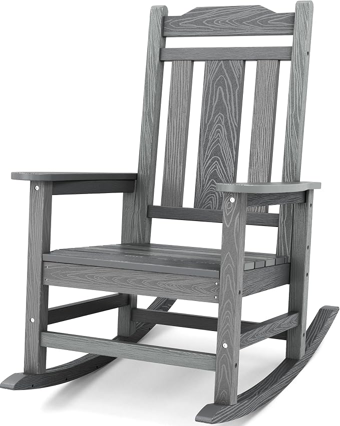 SERWALL Oversized Outdoor Rocking Chair, Patio Rocking Chair, Unique Gray | by SERWALL